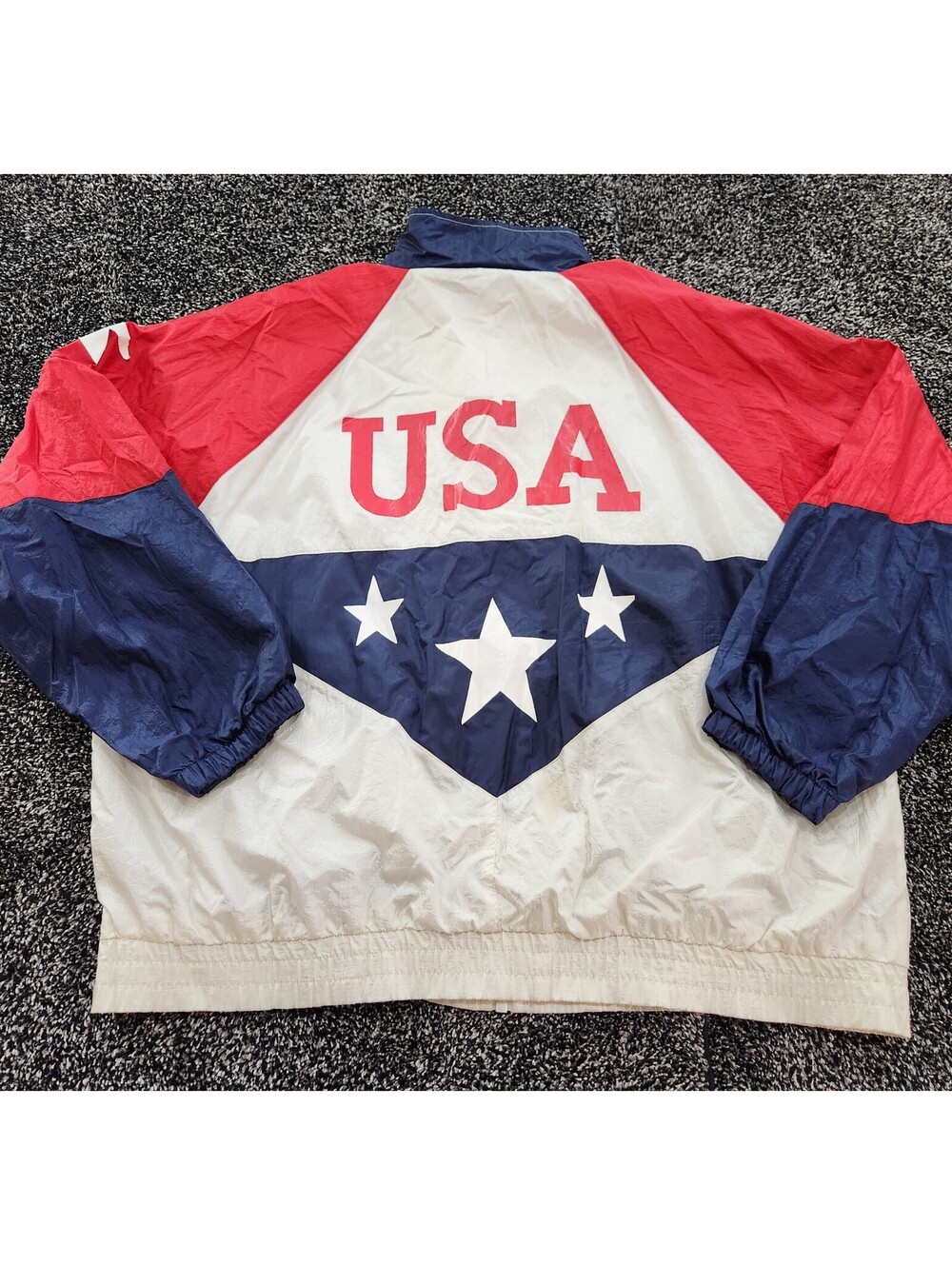 Vintage USA 1996 Olympic Committee Windbreaker Jacket Mens Medium Red White Blue